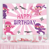 Ninja Rosa und Weiß Happy Birthday Hintergrund für Mädchen